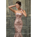 Grace Karin Deep V-Neck Skin Rose Long Party Mermaid Sequins Robe de bal CL007556-1